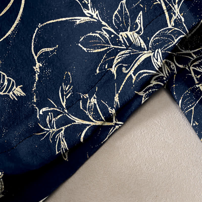 Buddha Stones Damesbroek van 100% Cotton met botanisch bloemen- en vogelpatroon, elastische Taille en Zakken. - image 2