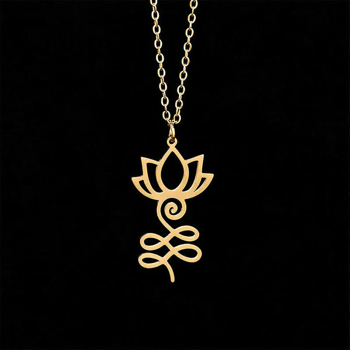 Buddha Stones Minimalistische hanger met uitgesneden lotusbloem van titaniumstaal, een zogenaamde &