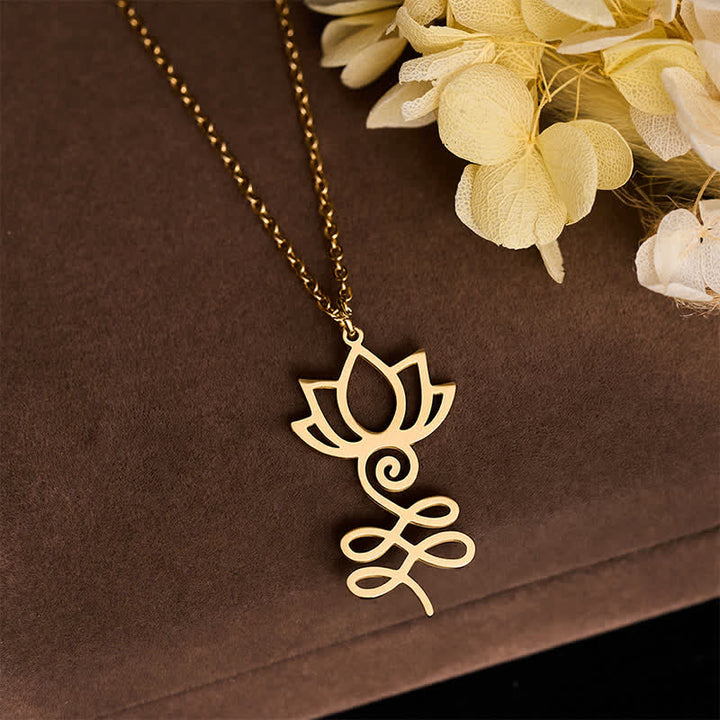 Buddha Stones Minimalistische hanger met uitgesneden lotusbloem van titaniumstaal, een zogenaamde &