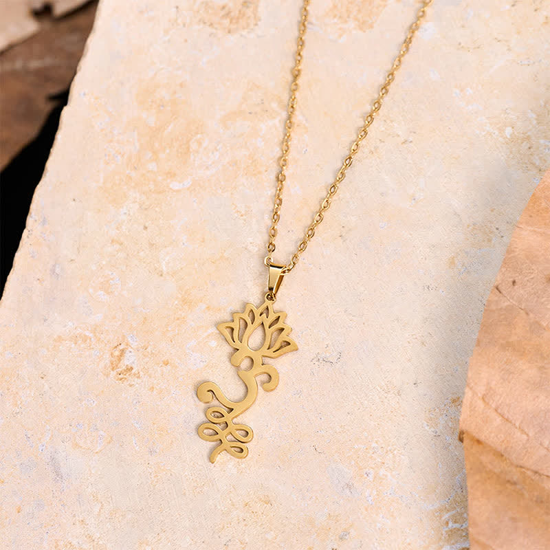 Buddha Stones Beschermende Ketting met opengewerkte lotushanger van titaniumstaal - image 10
