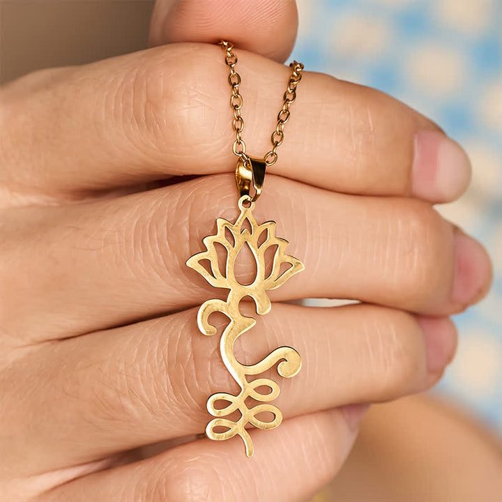 Buddha Stones Beschermende Ketting met opengewerkte lotushanger van titaniumstaal - image 11