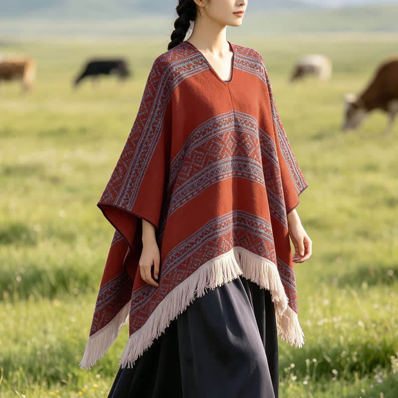 Buddha Stones Herfst/Winter Boho Geometrische Strepen Sjaal met Sjaal (groot) voor Dames - image 10