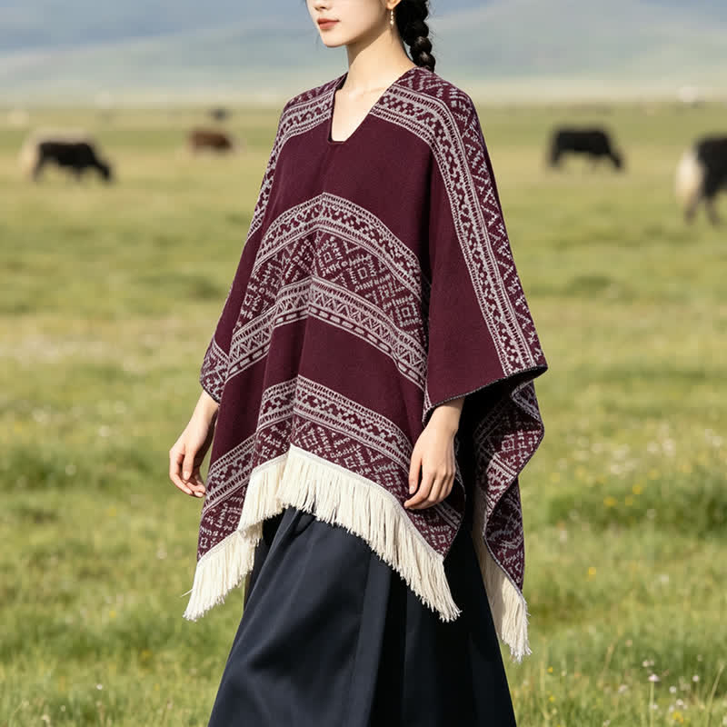 Buddha Stones Herfst/Winter Boho Geometrische Strepen Sjaal met Sjaal (groot) voor Dames - image 14