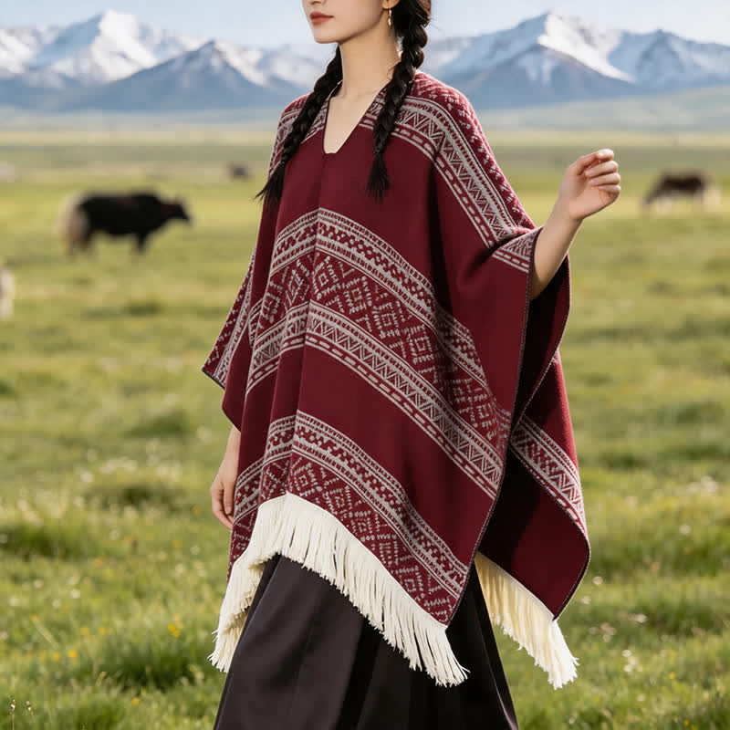 Buddha Stones Herfst/Winter Boho Geometrische Strepen Sjaal met Sjaal (groot) voor Dames - image 18