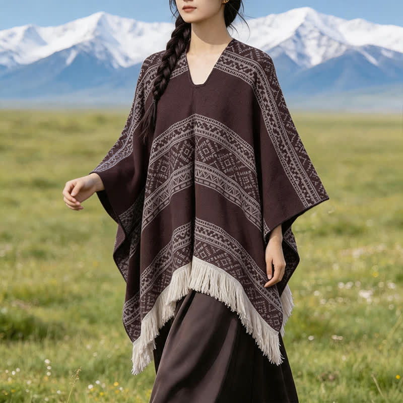 Buddha Stones Herfst/Winter Boho Geometrische Strepen Sjaal met Sjaal (groot) voor Dames - image 22