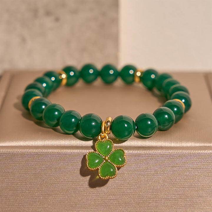 Buddha Stones Natuurlijke groene agaat klavertje vier Armband - Groene agaat (Balans♥Groei) - image 0