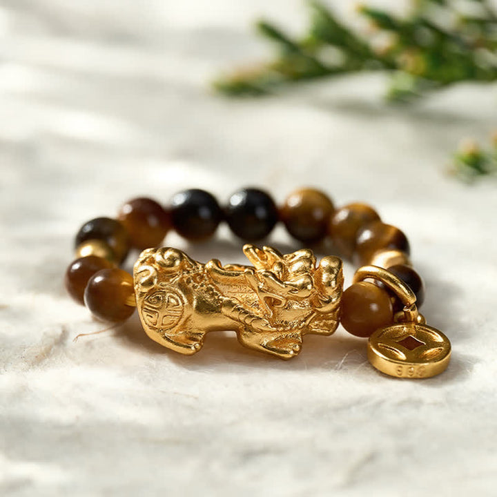 Buddha Stones Mini- Ring met kralen en Pi Xiu-motief (Timber Eye) - image 1