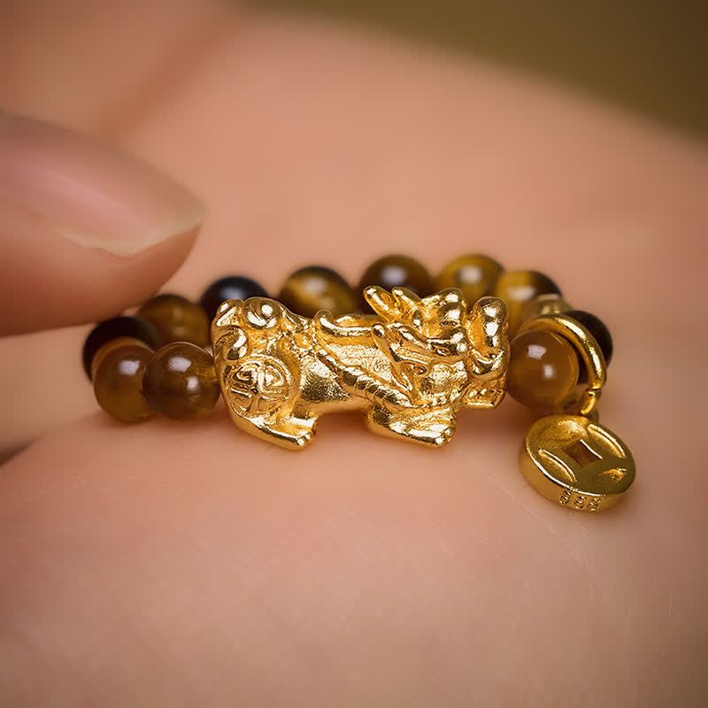Buddha Stones Mini- Ring met kralen en Pi Xiu-motief (Timber Eye) - image 2