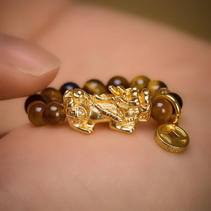 Buddha Stones Mini- Ring met kralen en Pi Xiu-motief (Timber Eye) - image 2