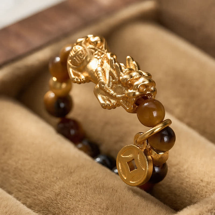 Buddha Stones Mini- Ring met kralen en Pi Xiu-motief (Timber Eye) - image 3