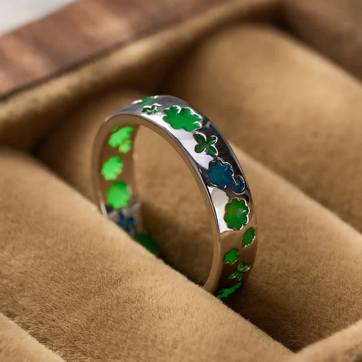 Buddha Stones Kopergroene Ring met klavertje vier - image 3