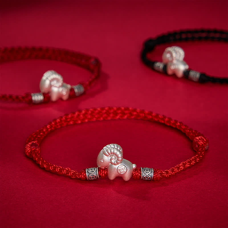 Buddha Stones Jaar van de Geit 999 Sterling Zilveren Schaapje Armband ter Armband - image 4