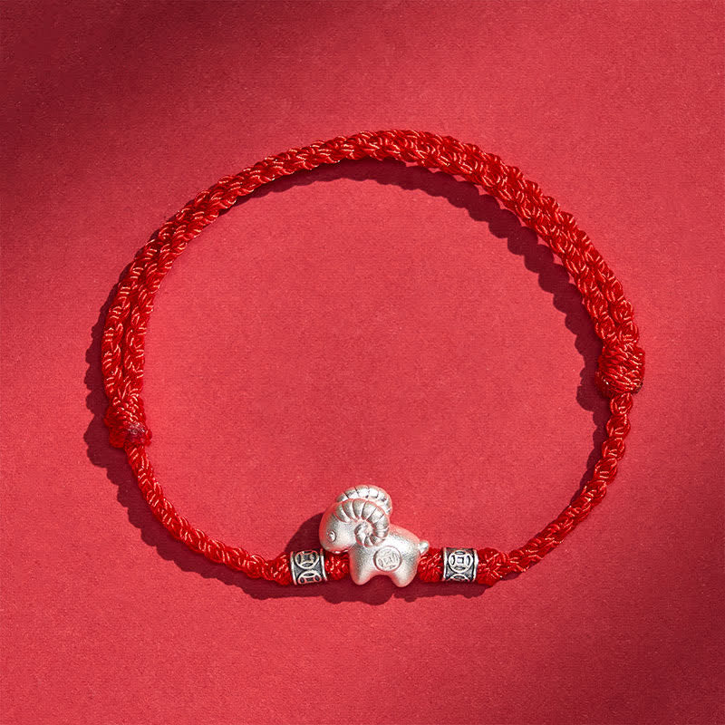 Buddha Stones Jaar van de Geit 999 Sterling Zilveren Schaapje Armband ter Armband - image 1