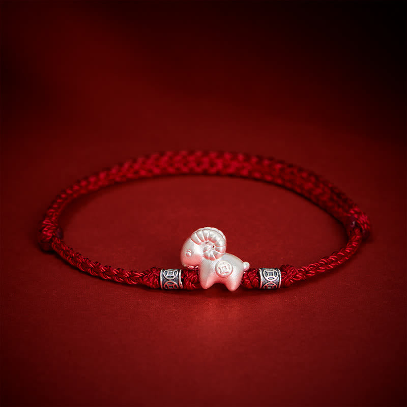 Buddha Stones Jaar van de Geit 999 Sterling Zilveren Schaapje Armband ter Armband - image 13