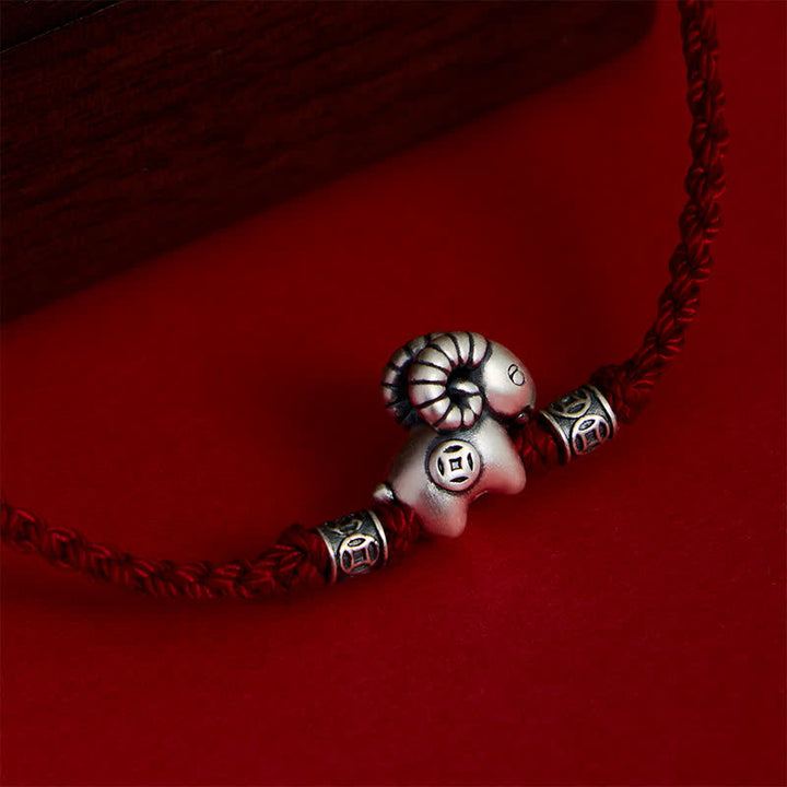 Buddha Stones Jaar van de Geit 999 Sterling Zilveren Schaap Lam Koperen Munt Armband - image 3