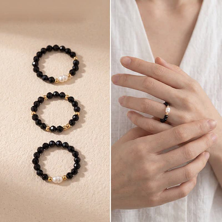 Buddha Stones Zwarte spinel parel beschermende gefacetteerde Ring - image 3