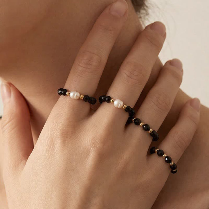 Buddha Stones Zwarte spinel parel beschermende gefacetteerde Ring - image 8