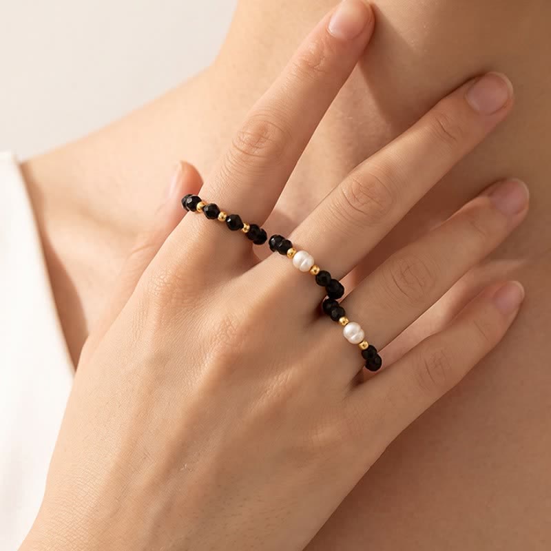 Buddha Stones Zwarte spinel parel beschermende gefacetteerde Ring - image 7