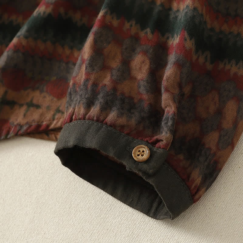 Buddha Stones Casual retro overhemden met knoopsluiting en Overhemden voor dames met Lange mouw voor de herfst - image 3