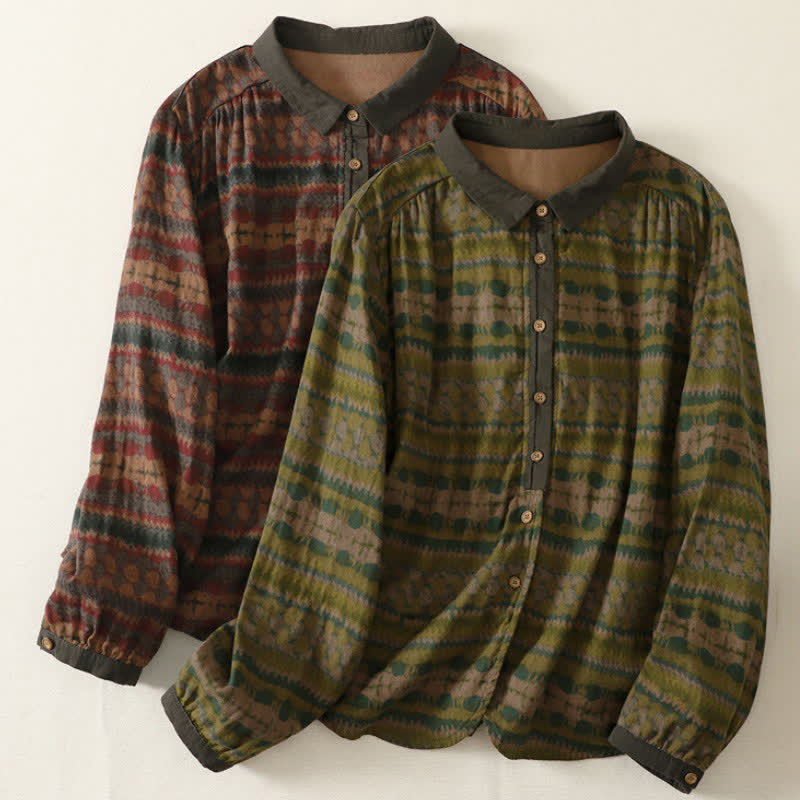 Buddha Stones Casual retro overhemden met knoopsluiting en Overhemden voor dames met Lange mouw voor de herfst - image 13