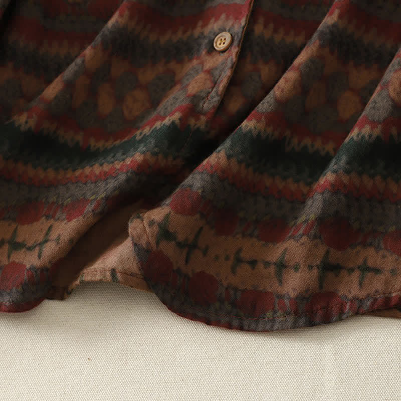 Buddha Stones Casual retro overhemden met knoopsluiting en Overhemden voor dames met Lange mouw voor de herfst - image 2