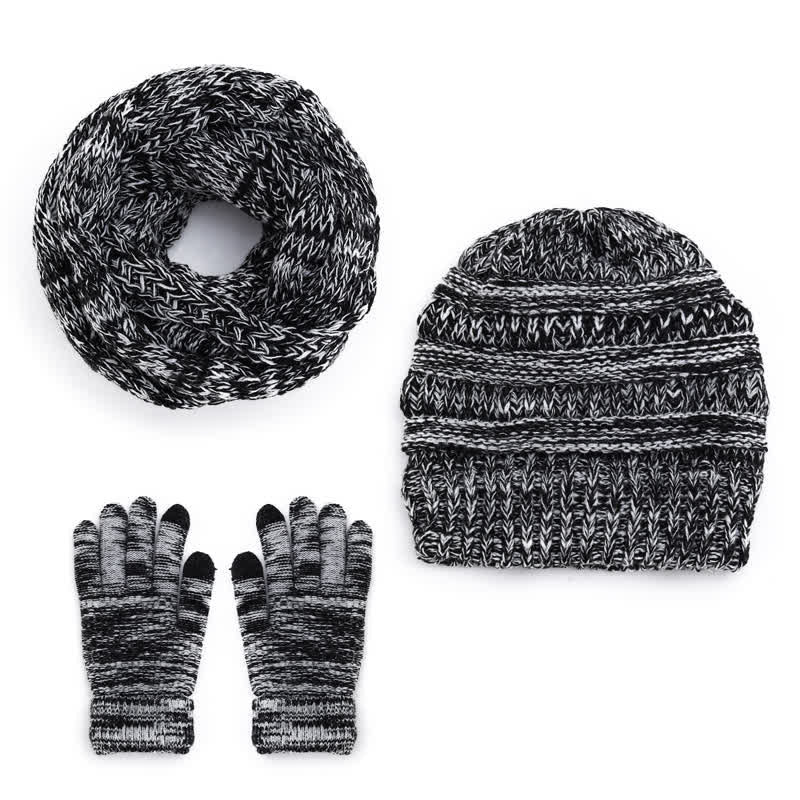 Buddha Stones Herfst/Winter Kabelgebreide Muts Sjaal Handschoenen Set Damesmuts - image 11