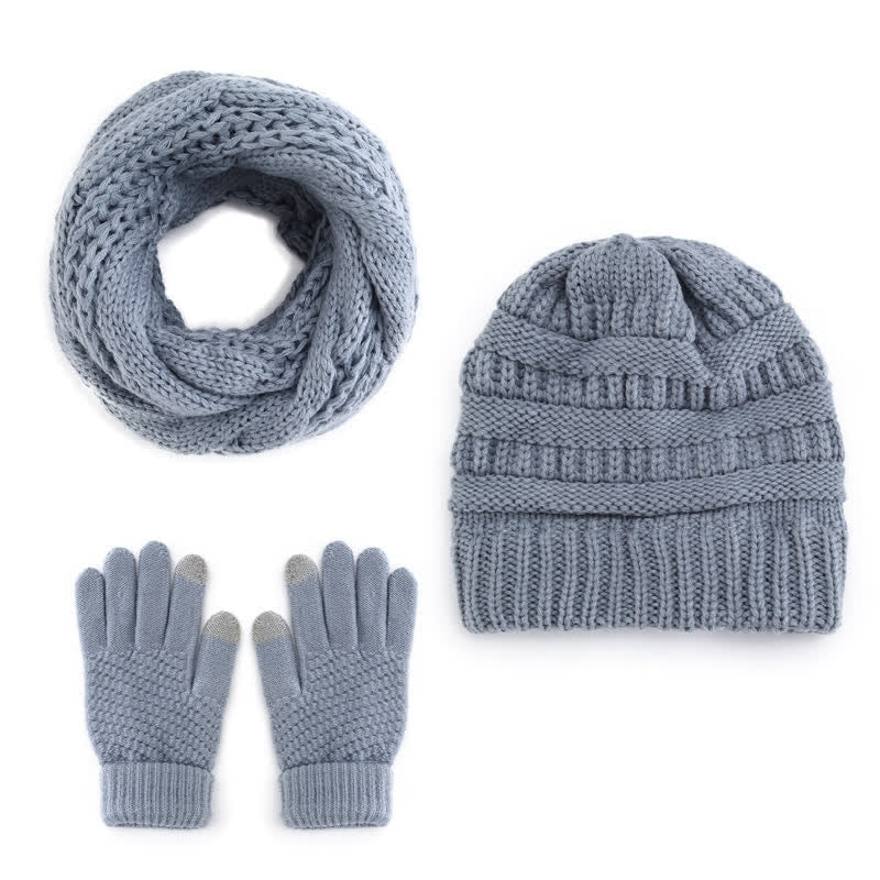 Buddha Stones Herfst/Winter Kabelgebreide Muts Sjaal Handschoenen Set Damesmuts - image 8