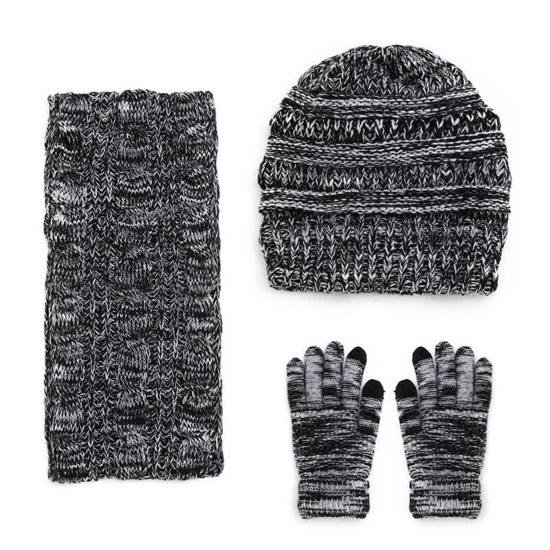 Buddha Stones Herfst/Winter Kabelgebreide Muts Sjaal Handschoenen Set Damesmuts - image 10