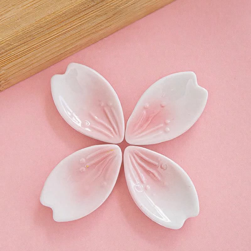 Buddha Stones Roze Sakura-bloemblaadje keramische eetstokjeshouder in Japanse stijl, elegant en elegant. - image 1