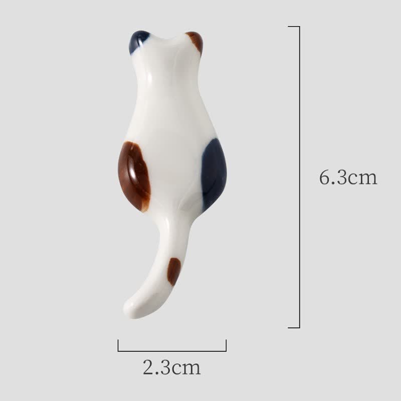 Buddha Stones Handbeschilderde schattige katten keramische eetstokjeshouder voor op tafel - Gevlekte kat (ongeveer 6,3 cm × 2,3 cm × 0,9 cm) - image 1