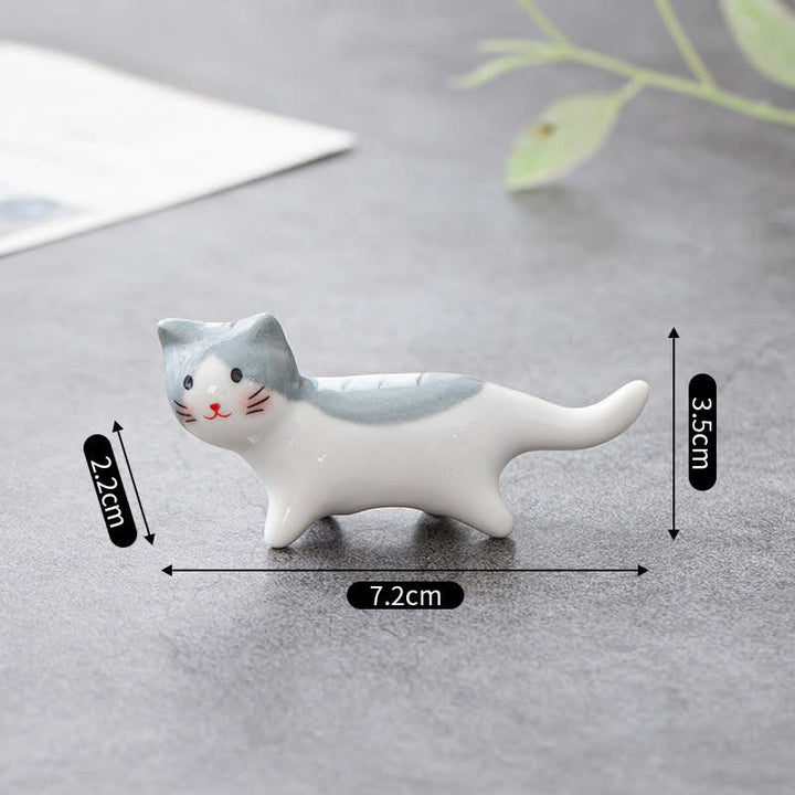 Buddha Stones Geglazuurde keramische kattenhouder voor op tafel - Grijs - image 4