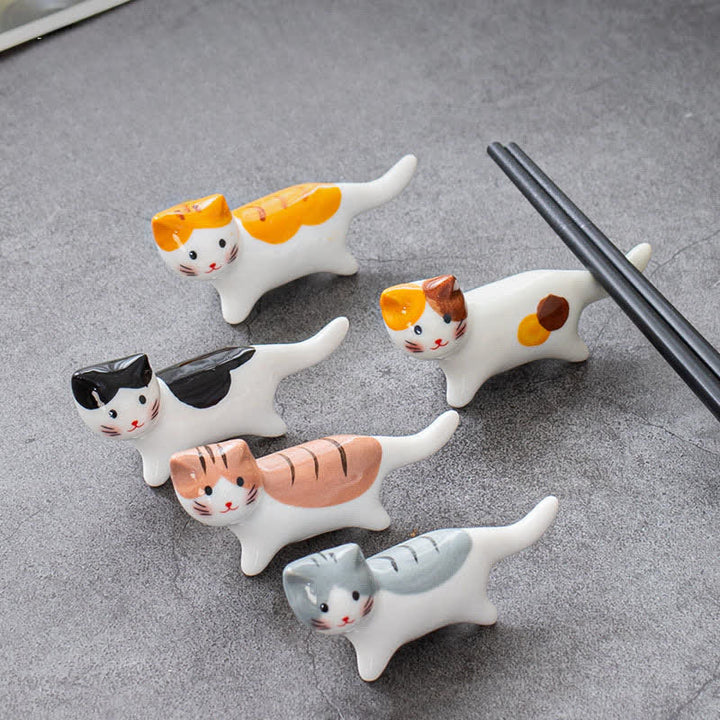 Buddha Stones Geglazuurde keramische kattenhouder voor op tafel - image 0