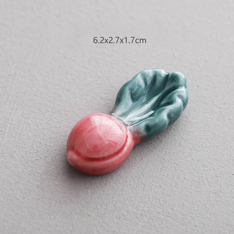 Buddha Stones Mini-eetstokjeshouder van keramiek met groentemotief voor op tafel - Roze radijs, ca. 6,2 × 2,7 × 1,7 cm - Keramiek - image 1