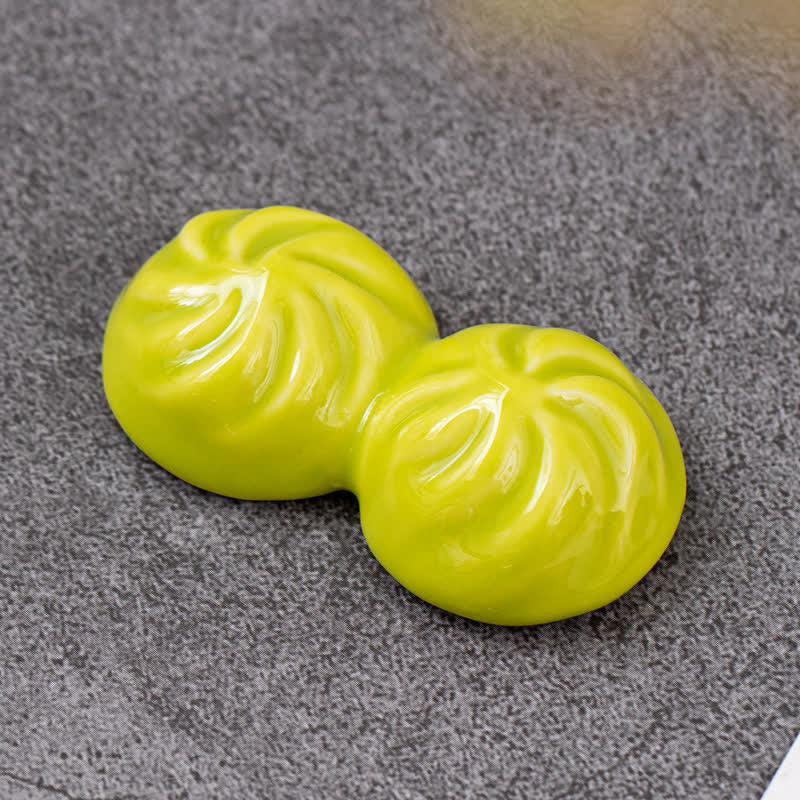 Buddha Stones Keramische mini-eetstokjeshouder in voedselstijl - Groene gestoomde broodjes (Xiaolongbao) Ca. 5,3 × 2,8 × 1,5 cm - image 7