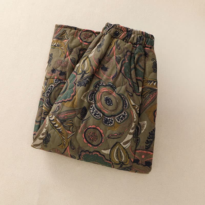 Buddha Stones Retro elegante damesrok met bloemenprint en Zakken voor de herfst/winter. - image 2