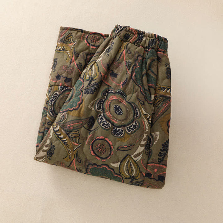 Buddha Stones Retro elegante damesrok met bloemenprint en Zakken voor de herfst/winter. - image 2