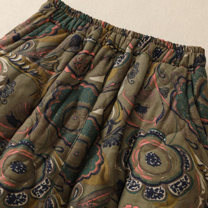 Buddha Stones Retro elegante damesrok met bloemenprint en Zakken voor de herfst/winter. - image 3