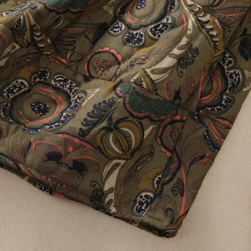 Buddha Stones Retro elegante damesrok met bloemenprint en Zakken voor de herfst/winter. - image 9
