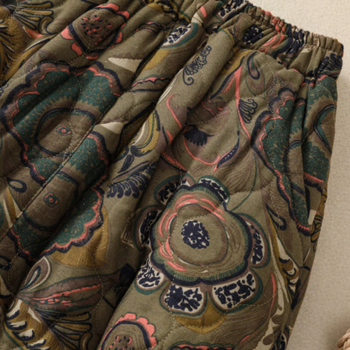 Buddha Stones Retro elegante damesrok met bloemenprint en Zakken voor de herfst/winter. - image 5