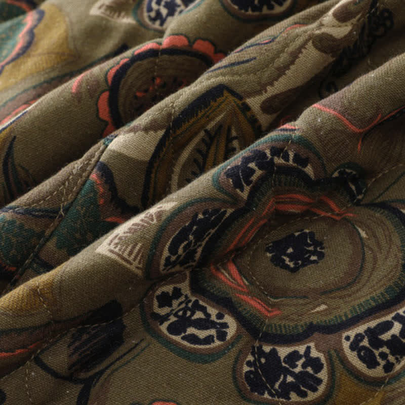 Buddha Stones Retro elegante damesrok met bloemenprint en Zakken voor de herfst/winter. - image 7