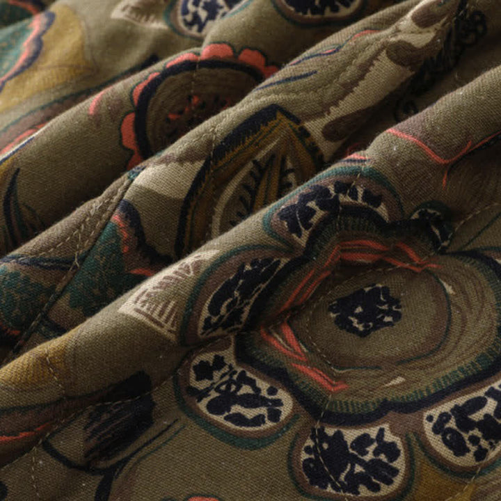 Buddha Stones Retro elegante damesrok met bloemenprint en Zakken voor de herfst/winter. - image 7