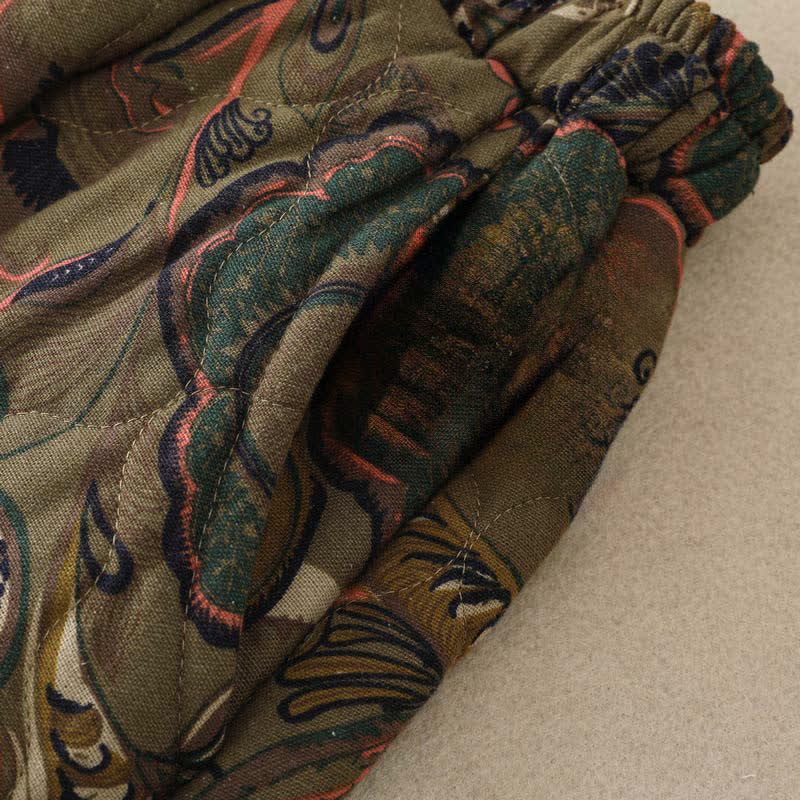 Buddha Stones Retro elegante damesrok met bloemenprint en Zakken voor de herfst/winter. - image 6