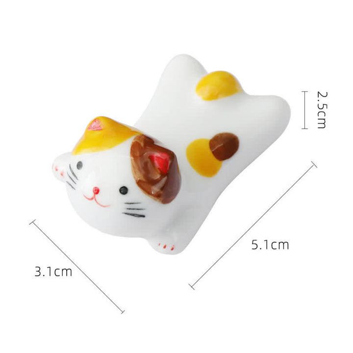Buddha Stones Handbeschilderde kleine schattige katten keramische eetstokjeshouder - image 9