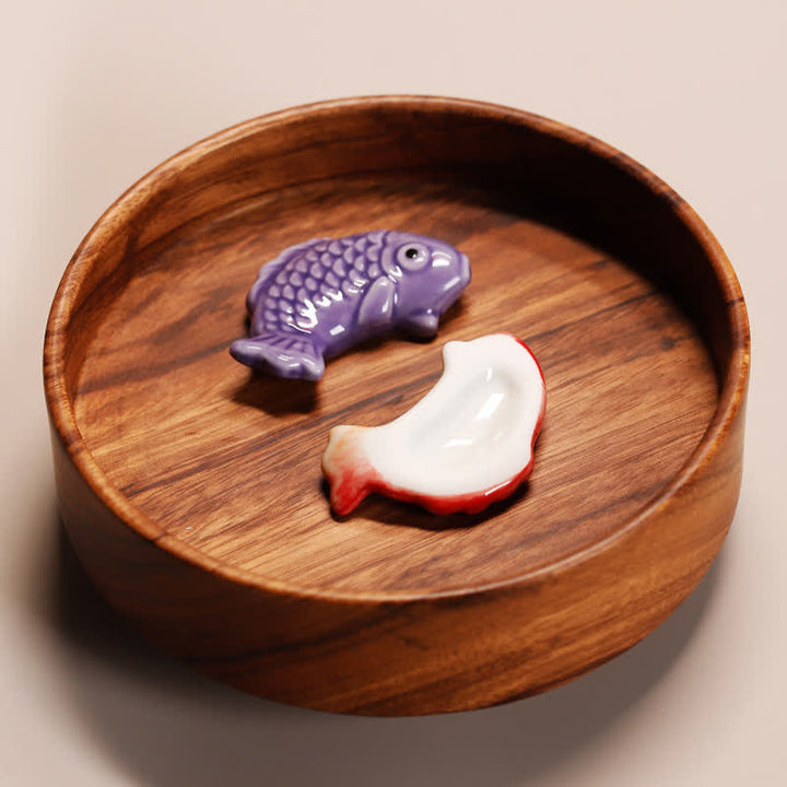 Buddha Stones Handbeschilderde keramische mini-eetstokjeshouder in de vorm van een koivis. - image 12