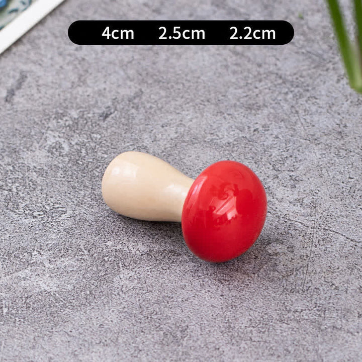 Buddha Stones Mini-eetstokjeshouder van keramiek met groentemotief voor op tafel - Shiitake paddenstoel (rood) ca. 4,2 × 2,5 × 2,2 cm - Keramiek - image 17
