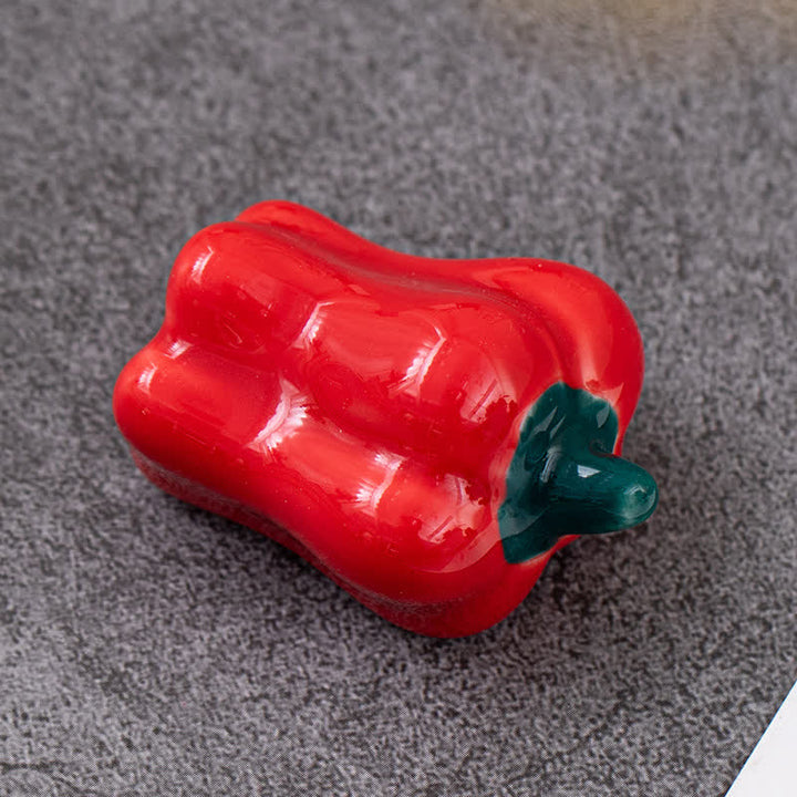 Buddha Stones Mini-eetstokjeshouder van keramiek met groentemotief voor op tafel - Rode paprika, ca. 4,5 × 3,2 × 2,8 cm - Keramiek - image 25