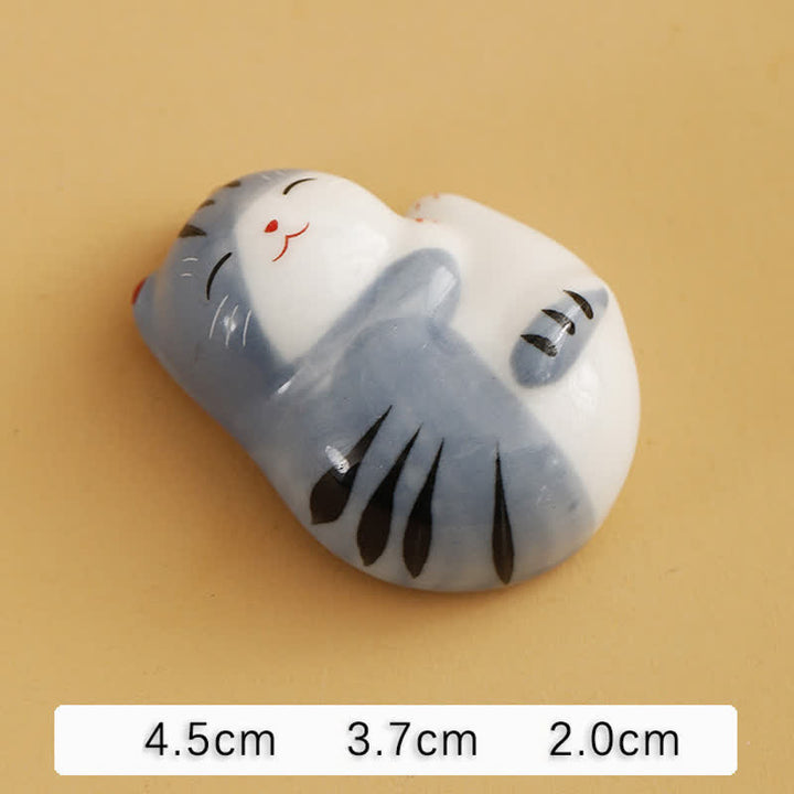 Buddha Stones Kleine keramische gelukskat eetstokjeshouder voor op tafel - Klein blauw katje, ca. 4,5 × 3,7 × 2,0 cm - image 17