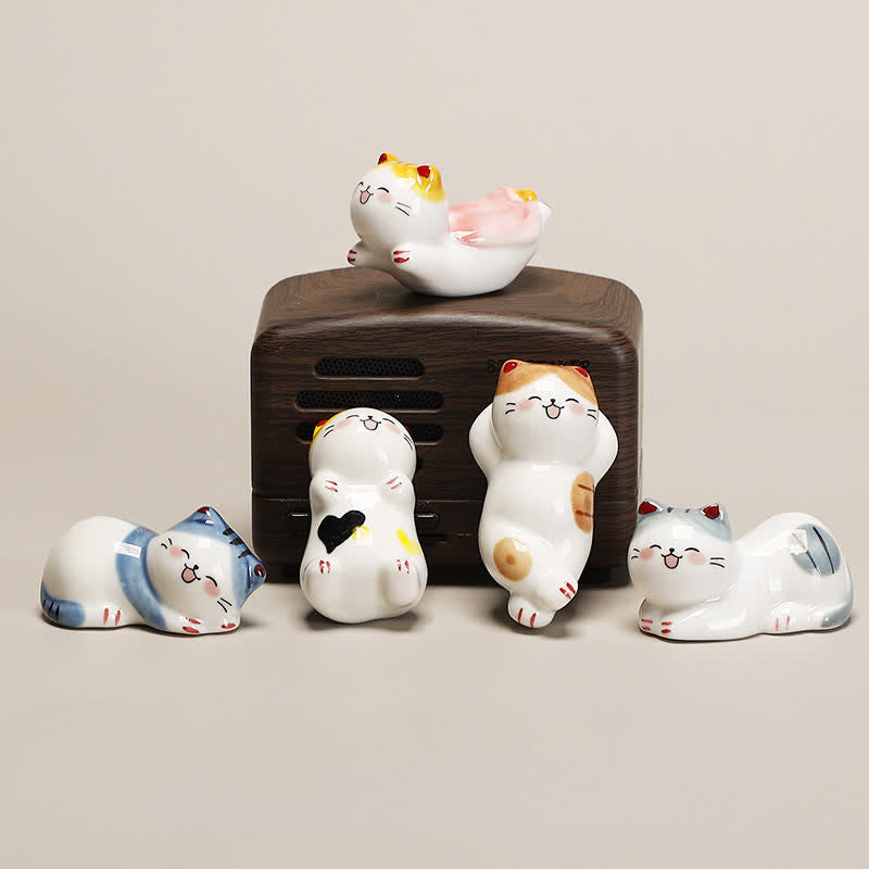 Buddha Stones Kleine keramische gelukskat eetstokjeshouder voor op tafel - image 8