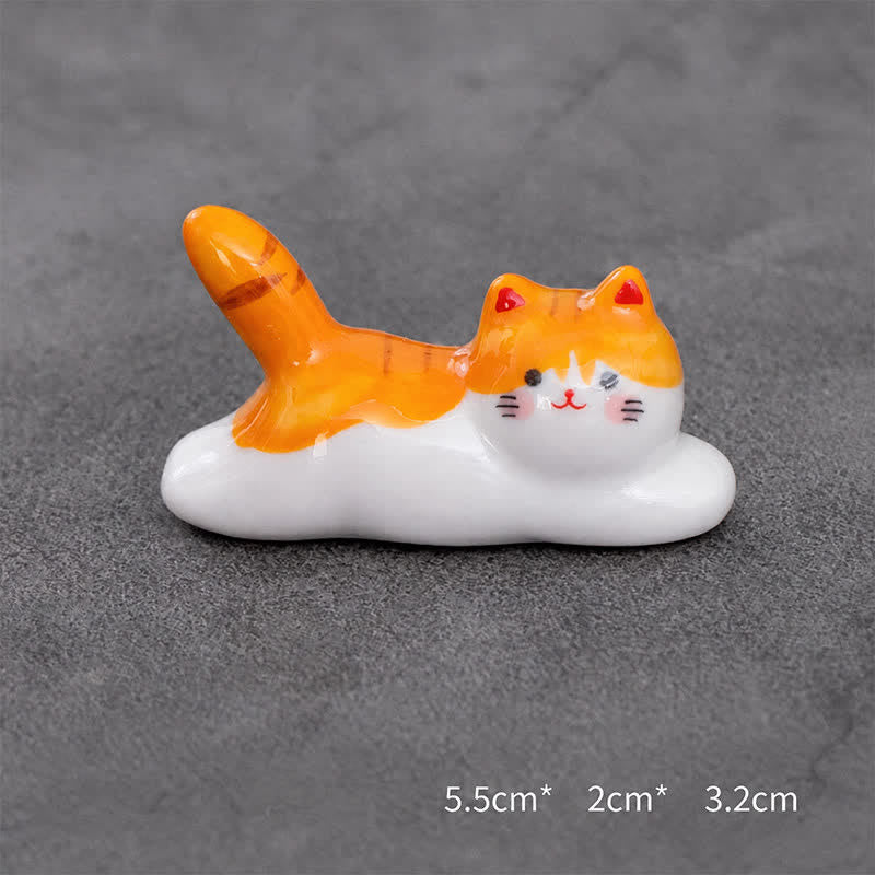 Buddha Stones Keramische eetstokjeshouder met speels kattendesign - Sinaasappel, ca. 5,5 × 2 × 3,2 cm - Keramiek - image 15