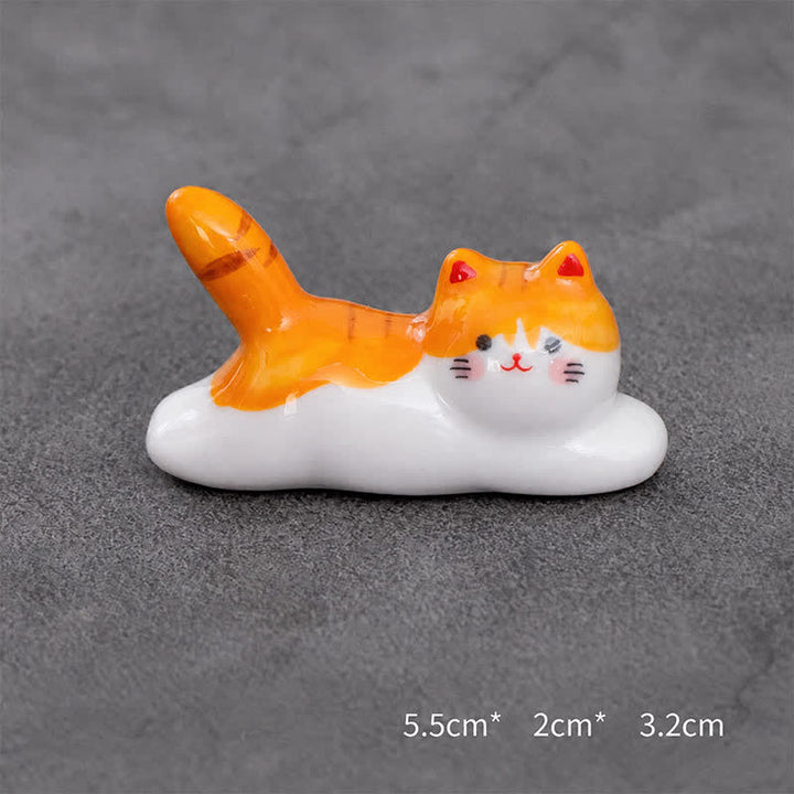 Buddha Stones Keramische eetstokjeshouder met speels kattendesign - Sinaasappel, ca. 5,5 × 2 × 3,2 cm - Keramiek - image 15